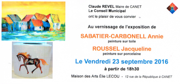 Annie Sabatier-Carbonnel et Jacqueline Roussel exposent à Canet Annie Sabatier-Carbonnel et Jacqueline Roussel exposent à Canet