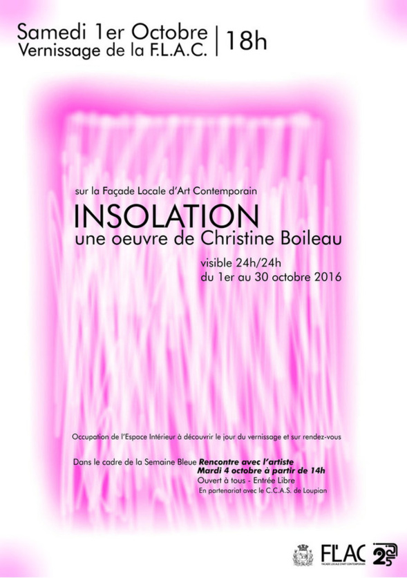 "INSOLATION" de Christine BOILEAU sur la F.L.A.C. à Loupian "INSOLATION" de Christine BOILEAU sur la F.L.A.C. à Loupian