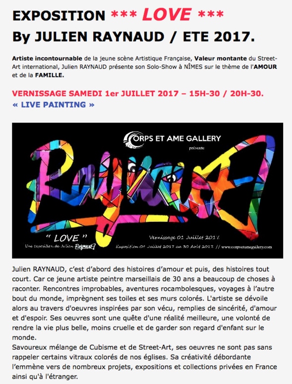 Exposition de Julien RAYNAUD. à NÎMES Exposition de Julien RAYNAUD. à NÎMES