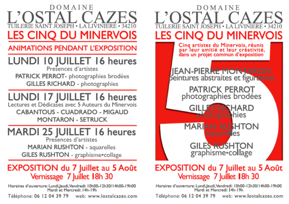 Les 5 du Minervois exposent à l'Ostal Cazes - La Livinière Les 5 du Minervois exposent à l'Ostal Cazes - La Livinière