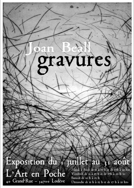 Exposition de gravures de Joan BEALL à L'Art en Poche à LODÈVE