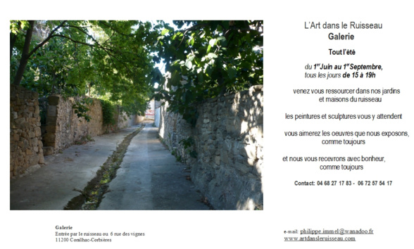 Expo Galerie L'ART dans le Ruisseau à CONILHAC-CORBIERES Expo Galerie L'ART dans le Ruisseau à CONILHAC-CORBIERES