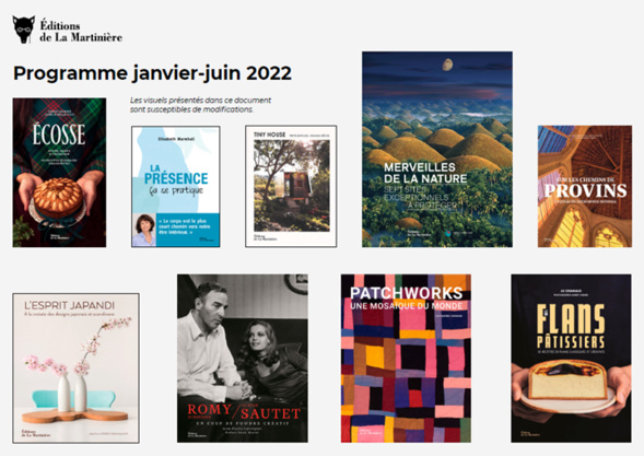 Les Éditions de La Martinière -  programme du premier semestre 2022.