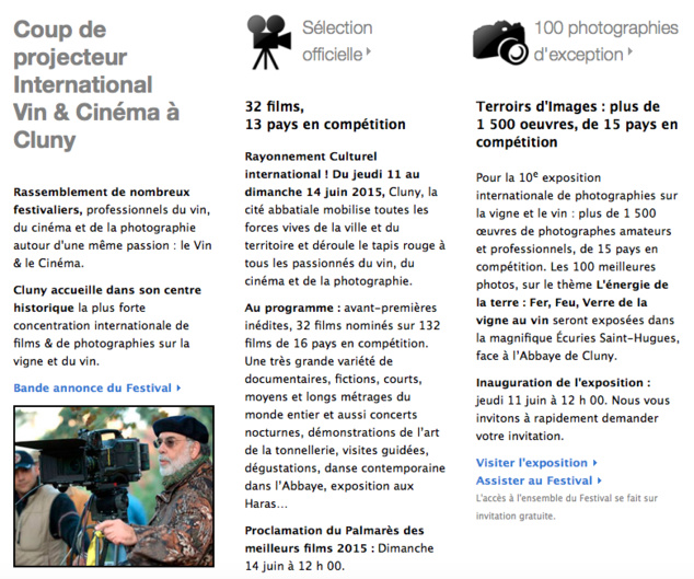 Festival Oenovidéo et de Terroirs d'images 2015 à Cluny Festival Oenovidéo et de Terroirs d'images 2015 à Cluny
