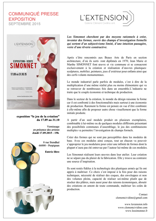 Les Simonnet sculpteurs - "Le jeu de la création " à Perpignan Les Simonnet sculpteurs - "Le jeu de la création " à Perpignan