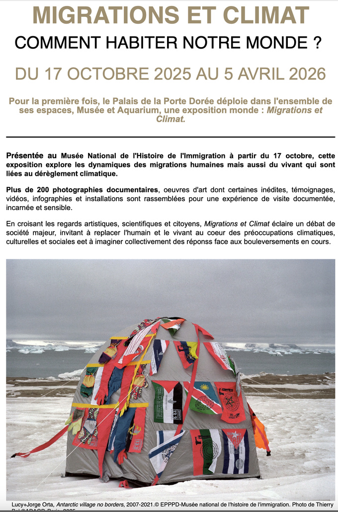 Exposition Migrations et Climat - Palais de la Porte Dorée Exposition Migrations et Climat - Palais de la Porte Dorée