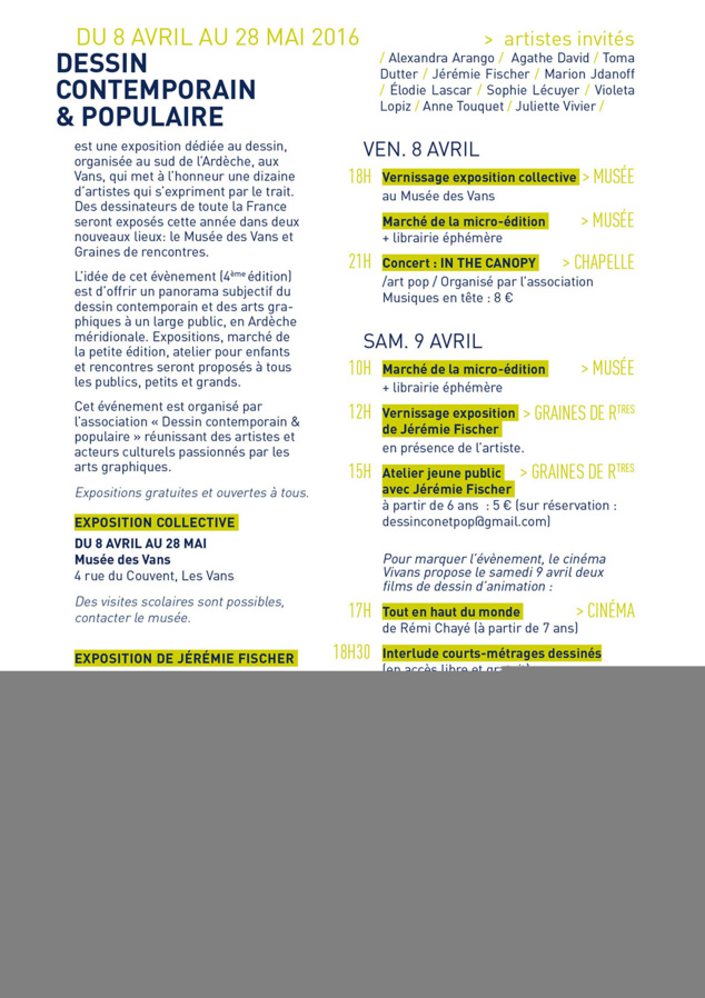 DESSIN CONTEMPORAIN & POPULAIRE 2016 aux Vans en Ardèche DESSIN CONTEMPORAIN & POPULAIRE 2016 aux Vans en Ardèche