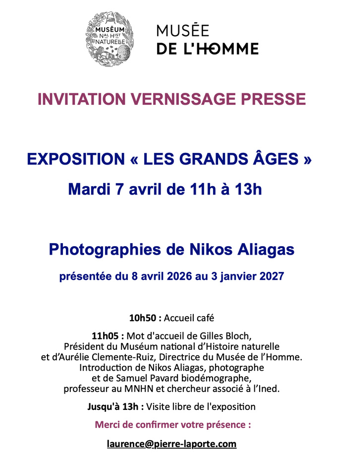 Musée de l'Homme, exposition "Grands âges" mardi 7 avril - photographies de Nikos Aliagas