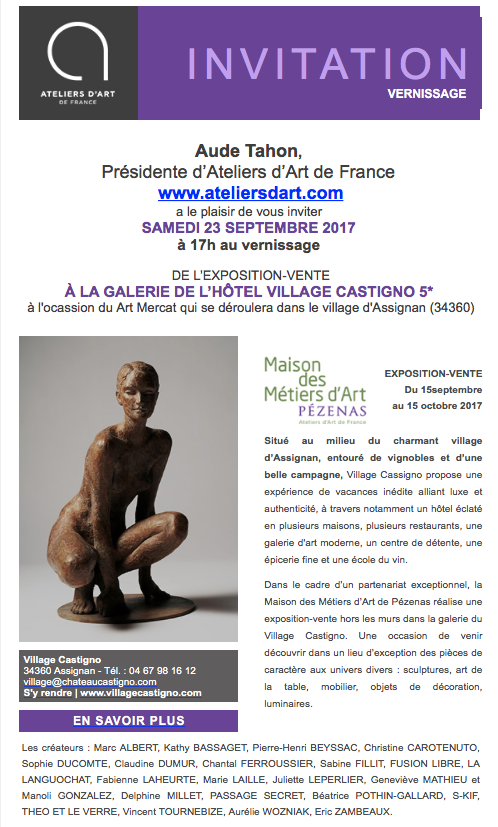 La Maison des Métiers d'Art s'expose à la Galerie de l’Hôtel Village Castigno 5* - ASSIGNAN