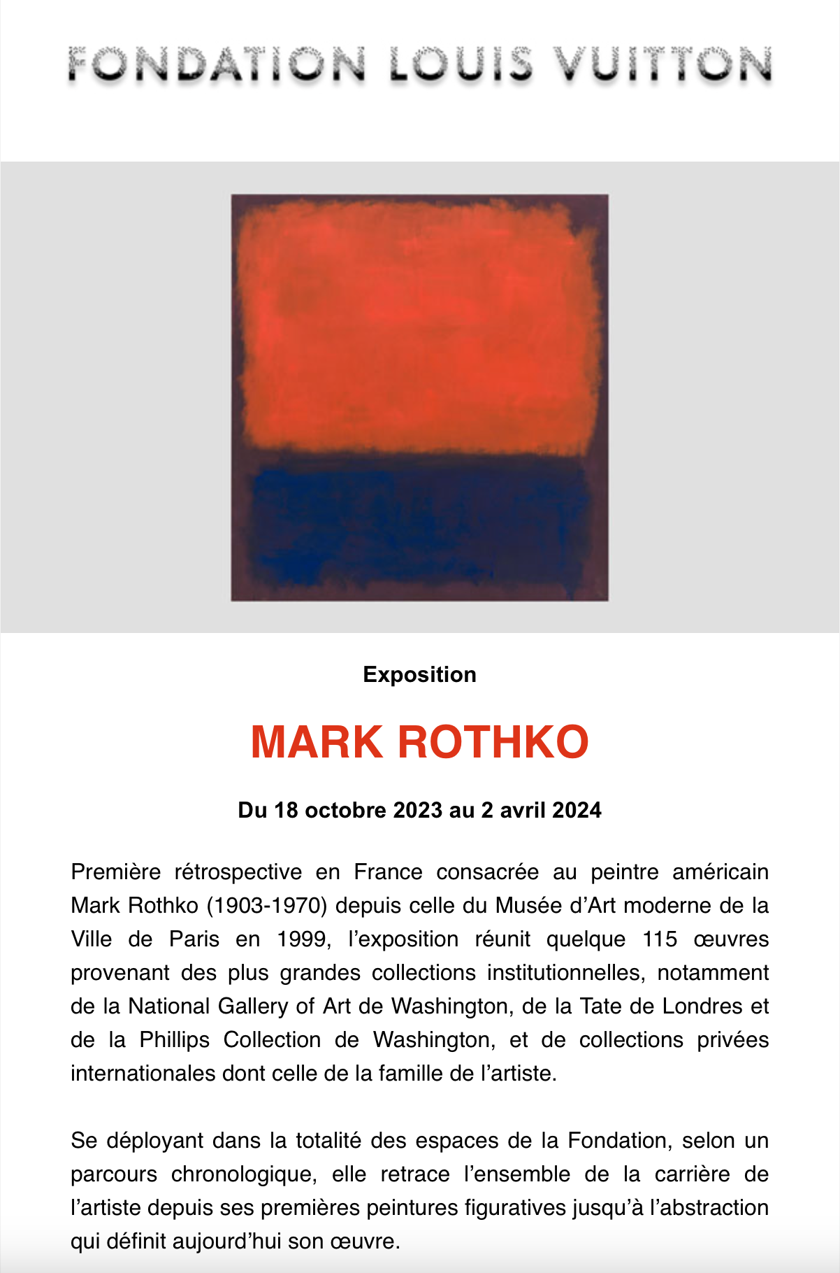 Fondation Louis Vuitton - Mark Rothko - Paris