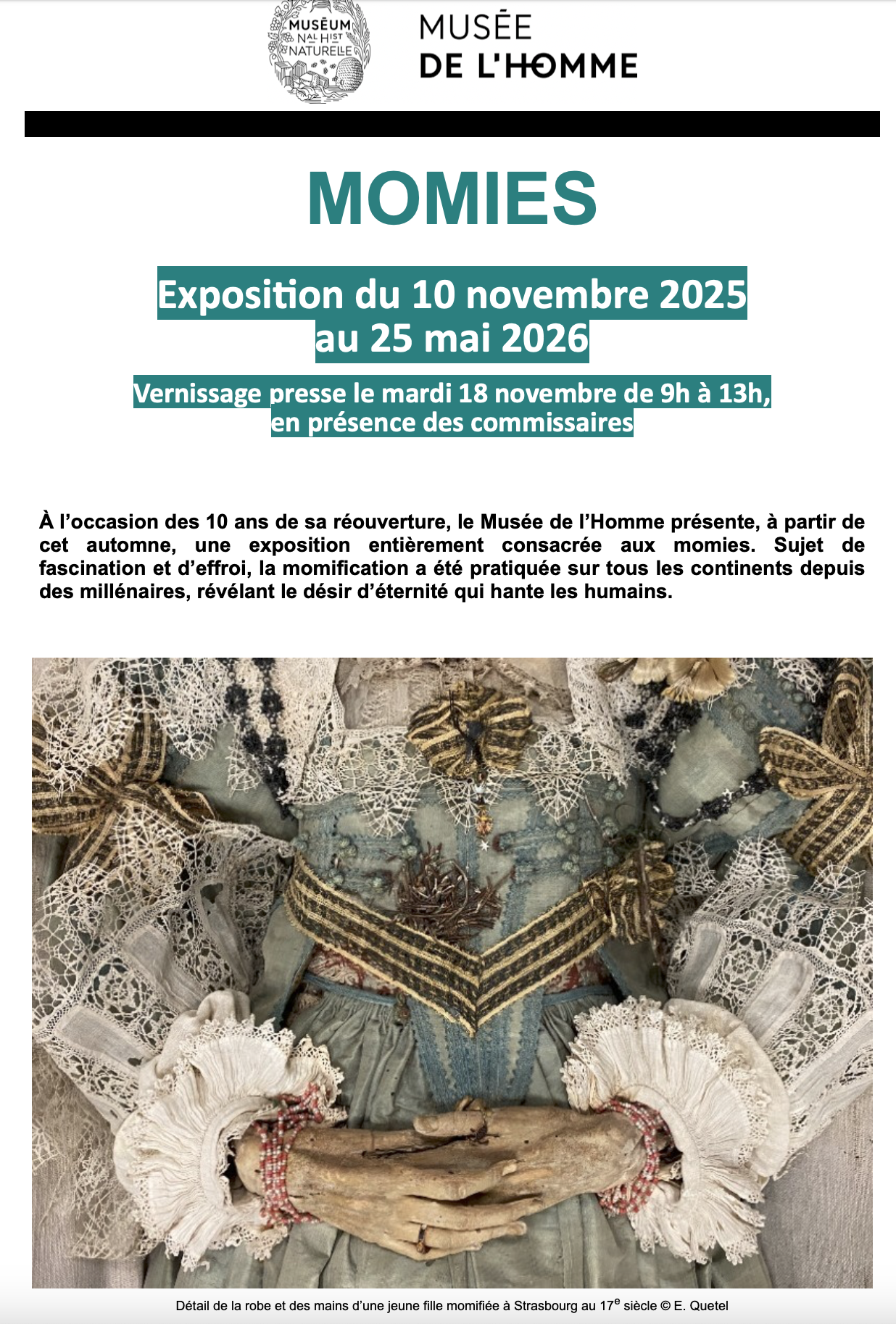 Exposition "Momies" au musée de l'Homme - Paris