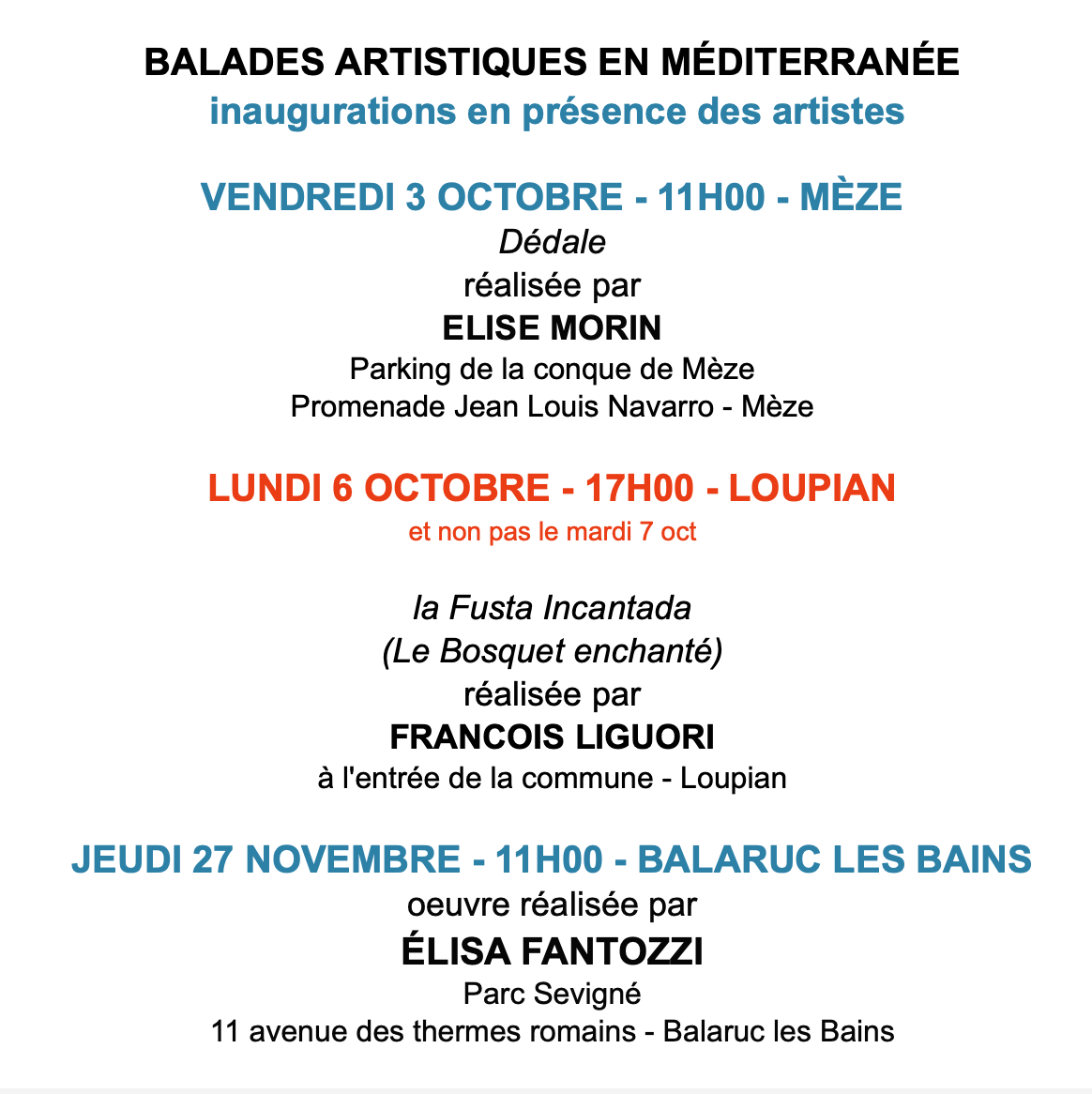 BALADES ARTISTIQUES EN MÉDITERRANÉE