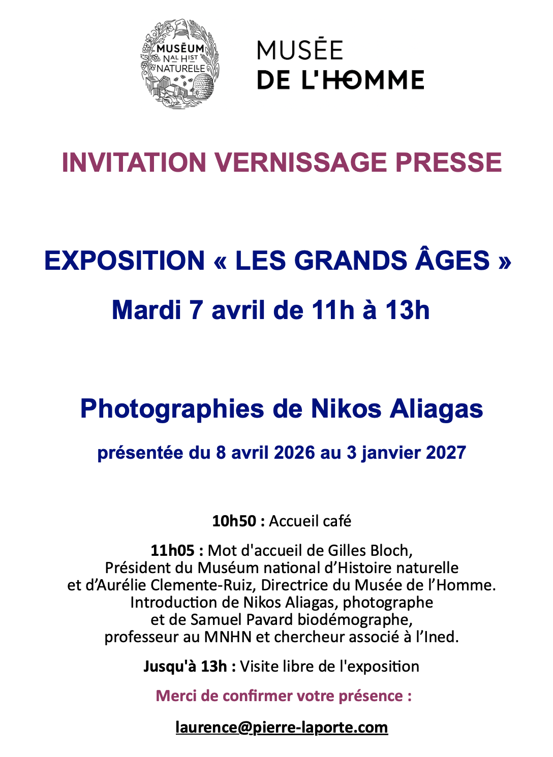 Musée de l'Homme, exposition "Grands âges" mardi 7 avril - photographies de Nikos Aliagas