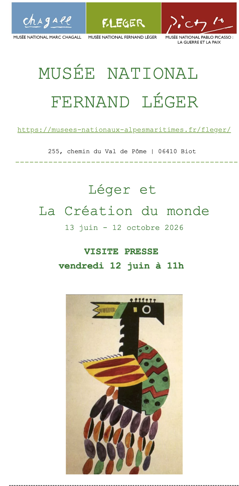 MUSÉE NATIONAL  FERNAND LÉGER - BIOT (06410)