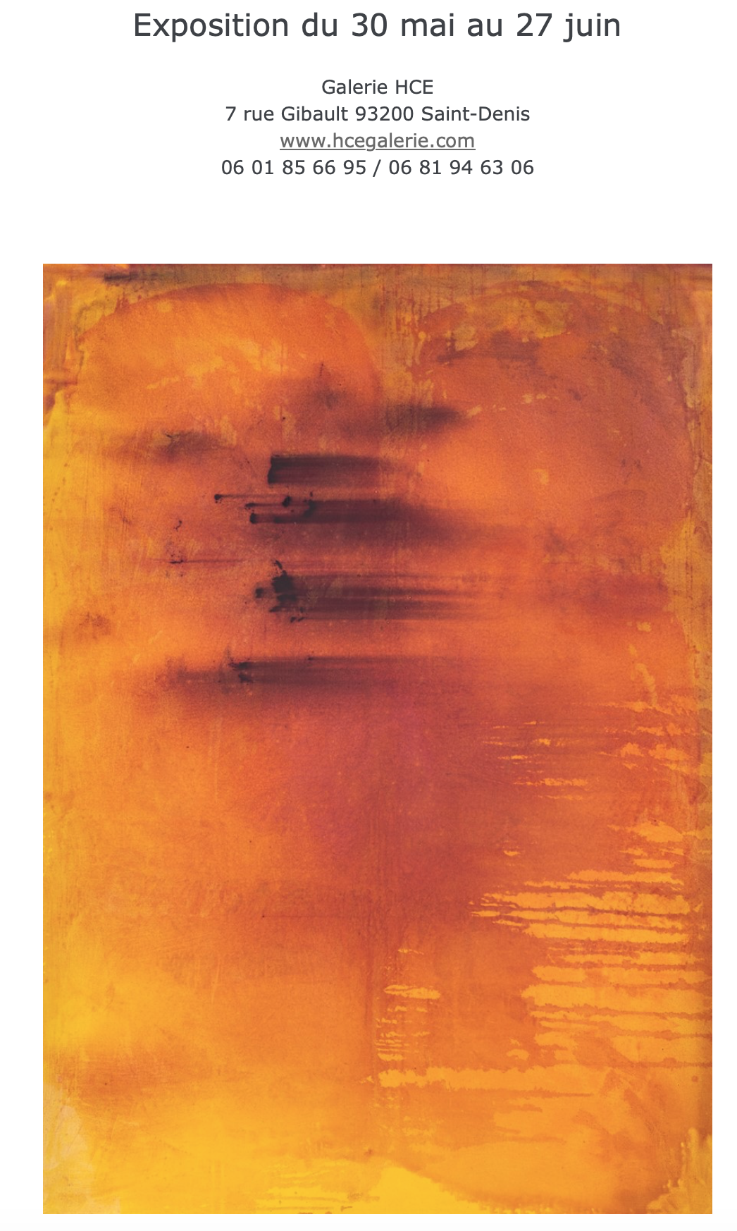 Exposition "Ocre, l'odeur du chèvrefeuille" à la galerie HCE à Saint-Denis - 93200