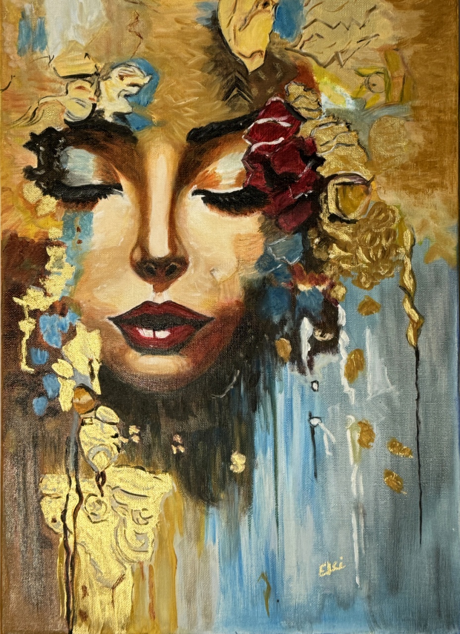 142 - Visage aux feuilles d'or - Eliane CIANNI_01